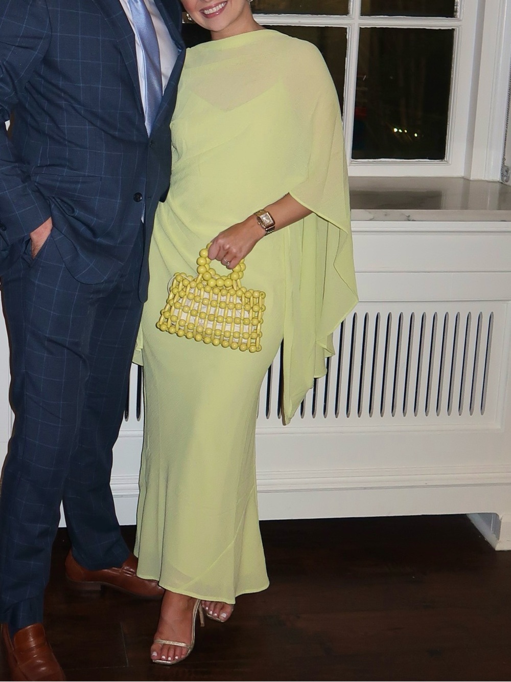 Asos Elegant Lime Green Cape Midi Dress - Picture 3 of 3